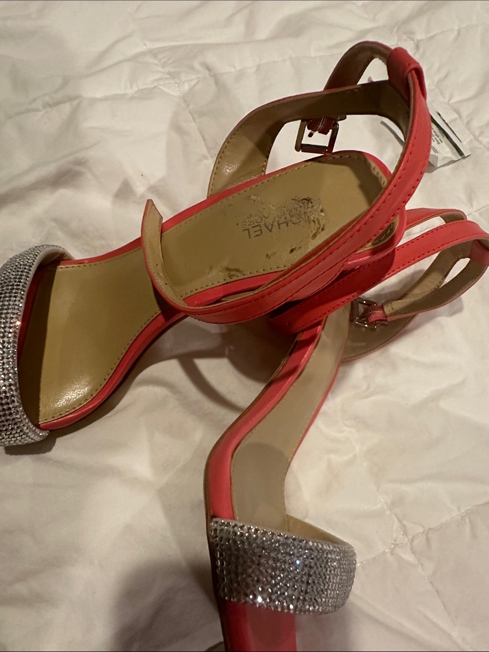 Michael Kors Women's Coral Ankle-Strap Sandals with Crystal Toe Strap